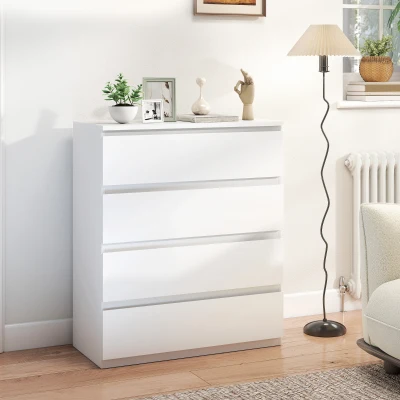 HOMCOM Commode 4 Tiroirs Blanc 80x39x95cm Rangement Chambre