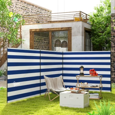 Outsunny 4 Pole Camping Windbreaks, Beach Wind Shield Shelter with Carry Bag and Steel Poles, 540cm x 150cm