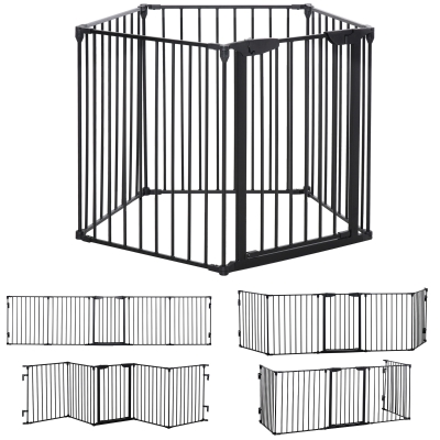 PawHut Metal Pet Playpen 5 Panels with Door - Black