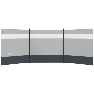 Outsunny Paraviento cortavientos de camping portátil plegable con bolsa de transporte y postes de acero dim. 440 cm x 140 cm gris claro