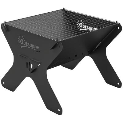 Outsunny Portable BBQ Grill & Fire Pit with Carry Bag
