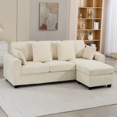 HOMCOM Divano angolare 235,5cm x 145cm x 88cm Beige