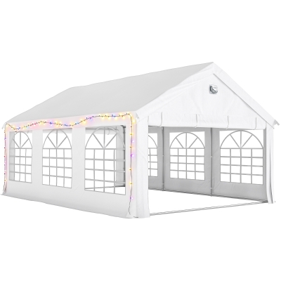 Outsunny Heavy-Duty Party Tent 6x4m with Windows White