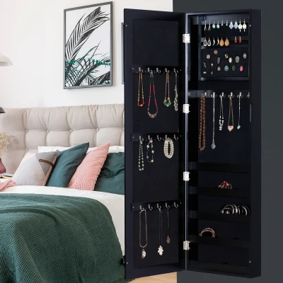 HOMCOM Armoire à Bijoux Noire 37 x 10 x 121 cm