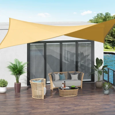 Outsunny Toldo Vela Rectangular 4x3 m Vela de Sombra para Jardín Patio Terraza HDPE Anti UV y Transpirable Color Arena