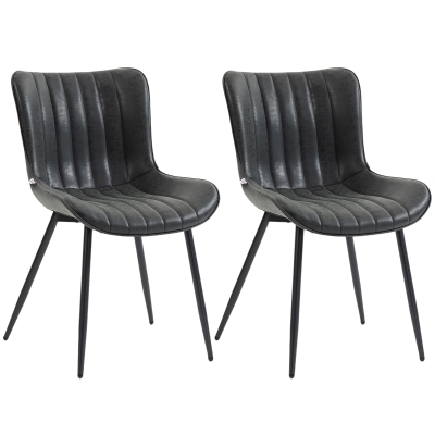 HOMCOM Conjunto de 2 Cadeiras de Sala de Jantar com Design Moderno e Capitonê para Sala Sala de Jantar Quarto Preto