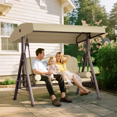Outsunny 3-Seater Swing Chair Outdoor Bench Brown