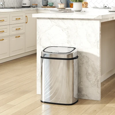HOMCOM Stainless Steel Sensor Bin 50L Silver
