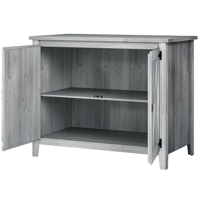 Outsunny Armoire de Jardin Bois Gris Clair avec Étagères 110x60x88,5 cm