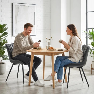 HOMCOM Conjunto de 2 Cadeiras de Sala de Jantar com Design Moderno e Capitonê para Sala Sala de Jantar Quarto Preto