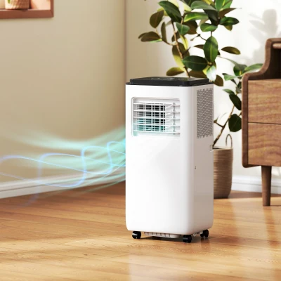 HOMCOM Mobiles Klimagerät 9000 BTU (ca. 2,6 kW) 5‑in‑1 Kühlen, Entfeuchten, Ventilator, Auto, Nachtmodus, 2 Stufen