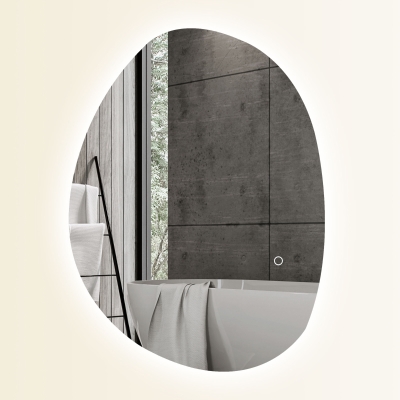 HOMCOM Miroir LED 70x50cm Anti-buée Montage Mural Tactile