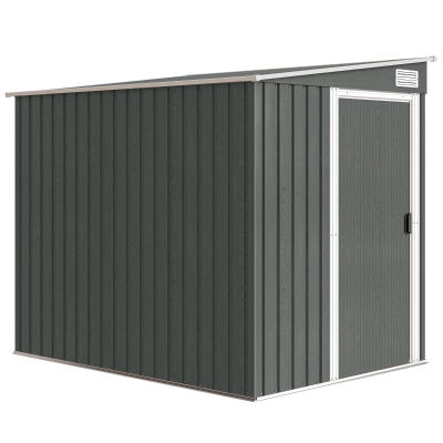 Outsunny Galvanised Metal Shed Sliding Door Light Grey 7x5ft