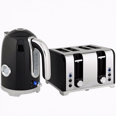 HOMCOM Retro Kettle and Toaster Set 3000W Black