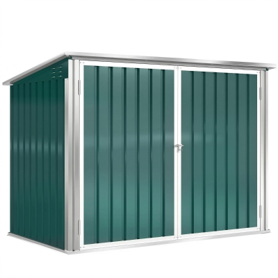 Outsunny Armoire Poubelles Acier Vert Verrouillable 2 Bacs 179x108x129 cm