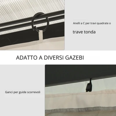Outsunny Pareti Laterali per Gazebo da Giardino 352x205cm Beige
