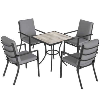 Outsunny 5pc Outdoor Dining Set with Cushions, Garden Table & Chairs