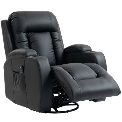 HOMCOM Fauteuil Massage Chauffant Pivotant 360° Noir 82x99x103cm