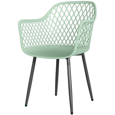 Outsunny Chaises Jardin Lot de 4 Dossier Diamant Accoudoirs Vert