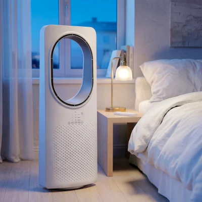 HOMCOM Bladeless Tower Fan for Bedroom, 36dB Standing Cooling Fan with 45° Oscillating, 3 Speeds, 3 Modes, 15H Timer, White