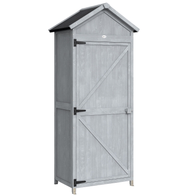 Outsunny Holzhäuschen, 77x52.5x178cm, Schrank mit klappbarer Arbeitsfläche