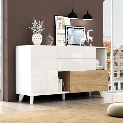 Buffet moderne avec rangement, Blanc