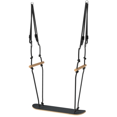 AIYAPLAY Columpio Skate Columpio infantil con altura ajustable, tabla antideslizante, cuerda resistente a la intemperie, asas Negro