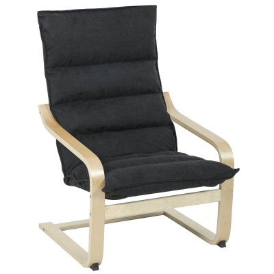 HOMCOM Fauteuil Salon Moderne Velours Noir Dossier Haut 67x83x105cm