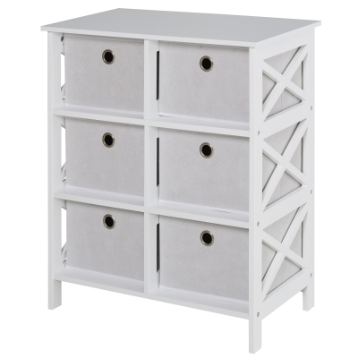 HOMCOM Commode Contemporaine 6 Tiroirs MDF Blanc et Gris
