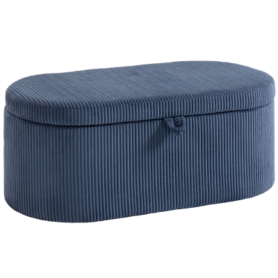 HOMCOM Corduroy Storage Ottoman with Padded Seat Blue