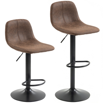 HOMCOM Swivel Bar Stools Set of 2 with Footrest Brown