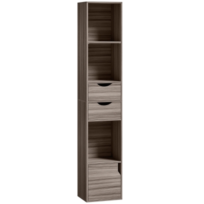 HOMCOM Bookcase with Drawers Cabinet Grey 158cm