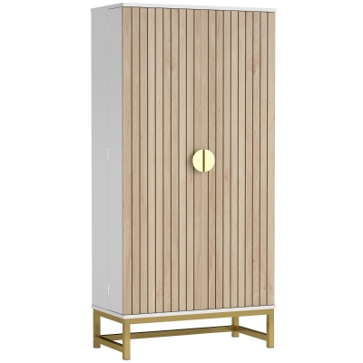 HOMCOM Armoire Cuisine 12 Étagères Ajustables 58x29x119,5cm Blanc