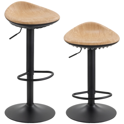 HOMCOM Set of 2 PU Leather Swivel Barstools Oak