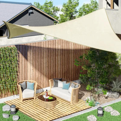 Outsunny Rectangular Shade Sail 3 x 4 m High-Density Polyethylene UV Protection With Storage Bag - Cream