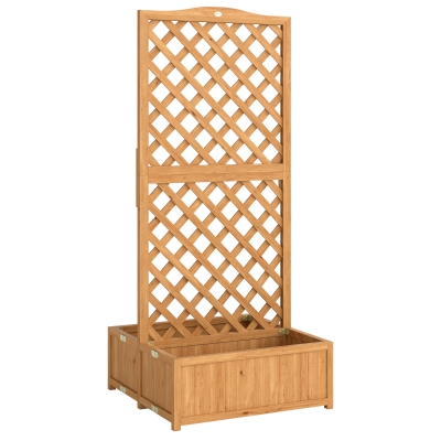 Outsunny Jardinieră cu grilaj din lemn pentru plante cățărătoare cu 2 cutii pliabile Base de Listones 73x70x170 cm Natural