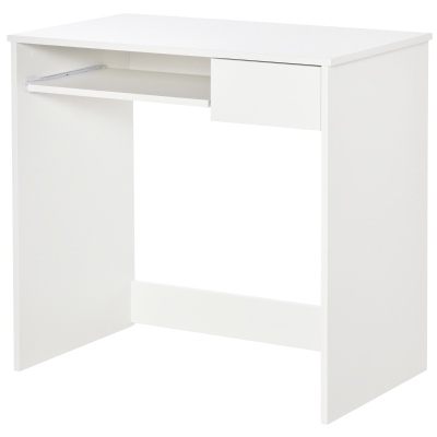 HOMCOM Bureau Compact 80x45cm Blanc avec Tiroir et Plateau Clavier
