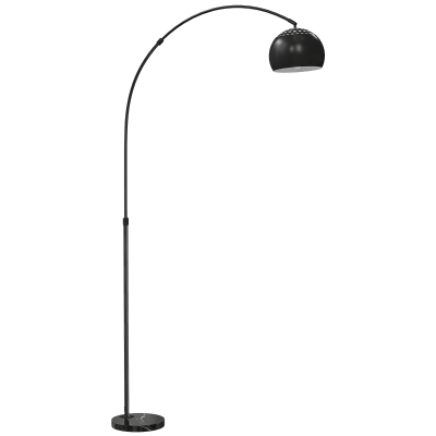 HOMCOM Modern Arc Floor Lamp Faux Marble Base Black
