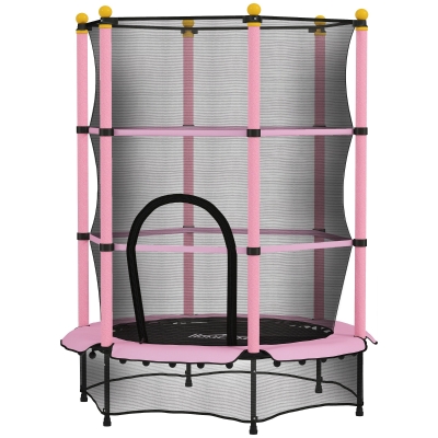 HOMCOM Trampoline Enfant Ø1,4m Filet Sécurité Rose