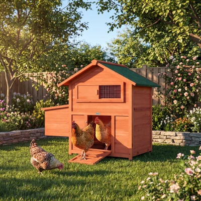 PawHut Wooden Chicken Coop with Nesting Box and Ramp