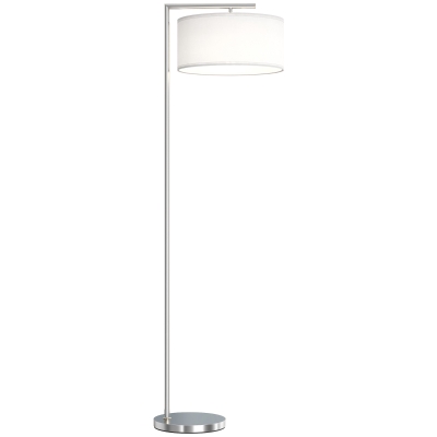 HOMCOM Modern Floor Lamp Linen Shade Silver 153cm