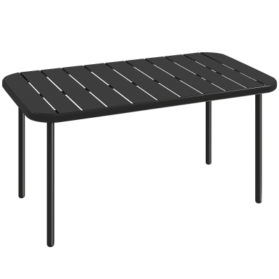 Outsunny Outdoor-Couchtisch, wetterfester rechteckiger Metall-Patiotisch mit Lamellentischplatte für den Außenbereich