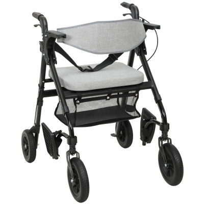 HOMCOM Rollator Walker Wheelchair with Seat - Grey