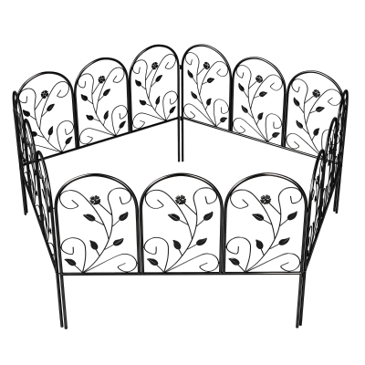 Outsunny Gartenzaun Zaun aus Metall 80 x 60 cm Dekorativer Gitterzaun Set mit Fuß für Garten Blumenbeete Tierbarriere Schwarz