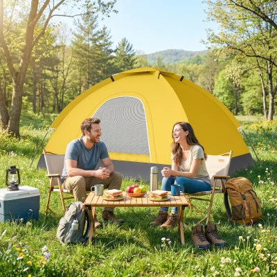 Outsunny 2-Person Dome Camping Tent with Storage Yellow
