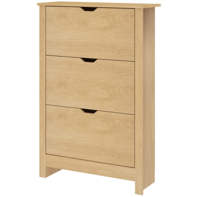 HOMCOM Meuble Chaussures 18 Paires 3 Tiroirs Naturel 72x112cm