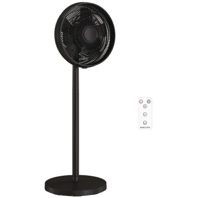 HOMCOM Standing Floor Fan 40cm, 4 Speed, Remote, Black