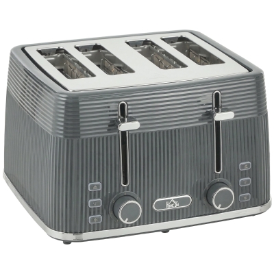 HOMCOM 4-Slice Toaster with Warming Racks Grey