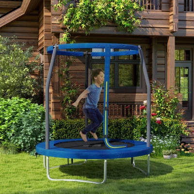 SPORTNOW Cama Elástica Infantil Trampolín para Niños +6 Años con Red de Seguridad Ø183x200 cm Azul