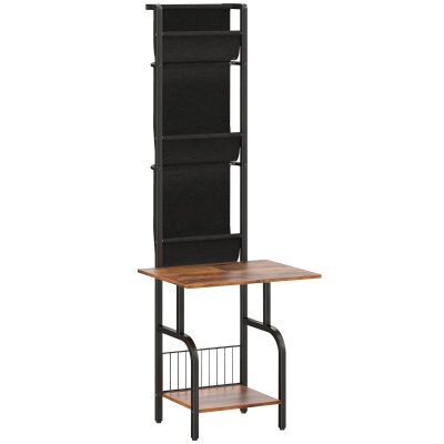 HOMCOM Record Player Stand with Storage Rustic Brown Black